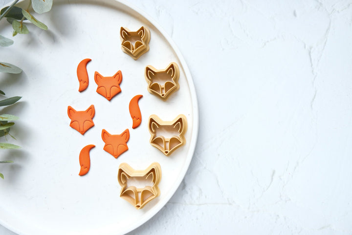 Fox clay cutter, Fox earrings, Fox tail jewelry, Fox head and tail clay cutter, Earing making tools, Fondant cutter, Hair clip cutter