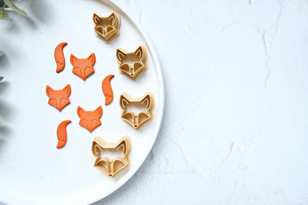 Fox clay cutter, Fox earrings, Fox tail jewelry, Fox head and tail clay cutter, Earing making tools, Fondant cutter, Hair clip cutter