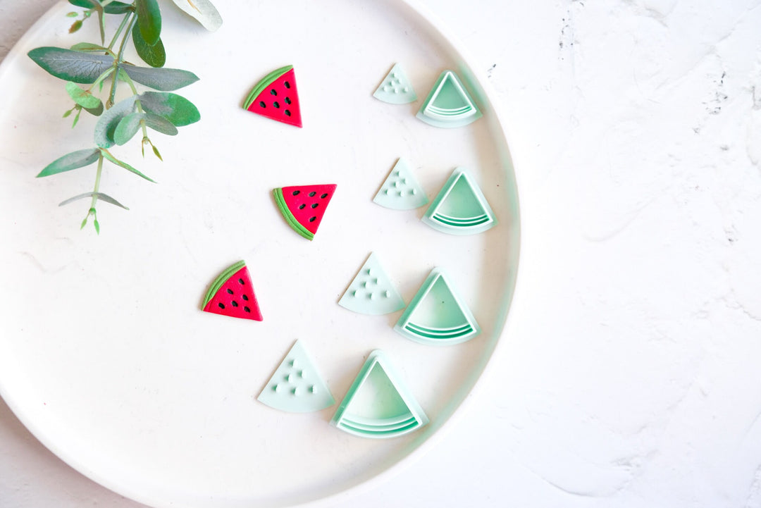 Watermelon slice clay cutter, Fruit earring cutter, Food clay cutter, Summer Clay Cutters, Watermelon earrings, Polymer clay cutter set