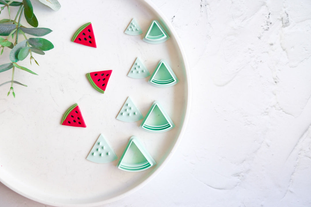 Watermelon slice clay cutter, Fruit earring cutter, Food clay cutter, Summer Clay Cutters, Watermelon earrings, Polymer clay cutter set