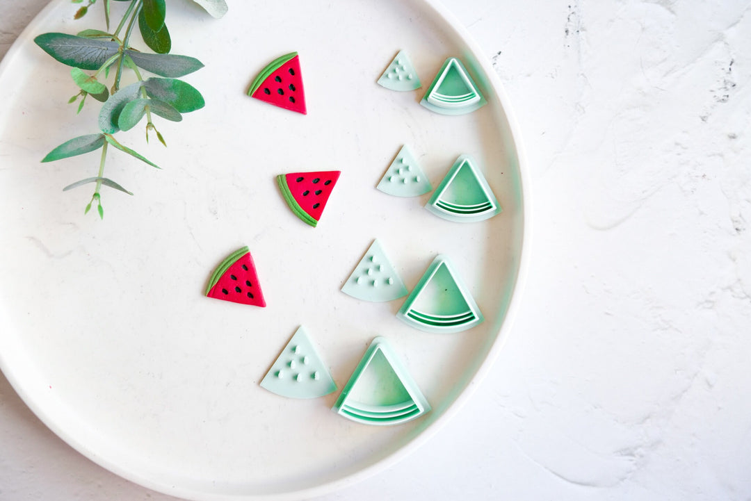 Watermelon slice clay cutter, Fruit earring cutter, Food clay cutter, Summer Clay Cutters, Watermelon earrings, Polymer clay cutter set