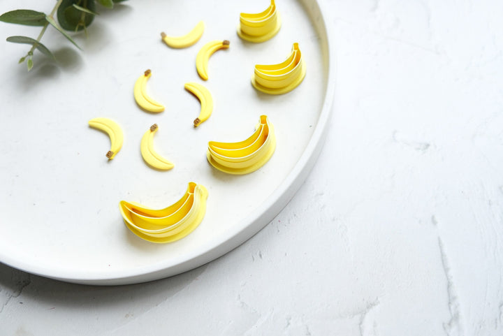 Banana clay cutter, Fruit earring cutter, Food clay cutter, Summer Clay Cutters, Banana earrings, Polymer clay cutter set