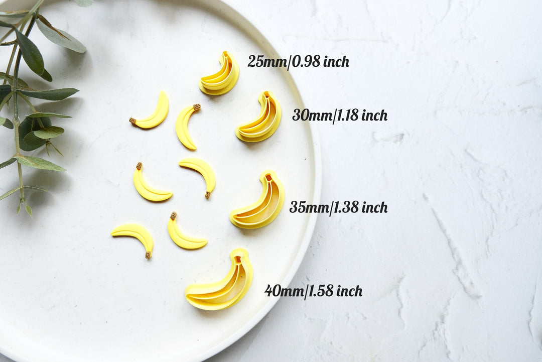 Banana clay cutter, Fruit earring cutter, Food clay cutter, Summer Clay Cutters, Banana earrings, Polymer clay cutter set