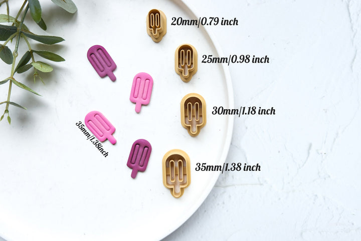 Ice cream clay cutter, Ice cream on a stick earring cutter, Scallop clay cutter, Summer Clay Cutters, Polymer clay cutter set