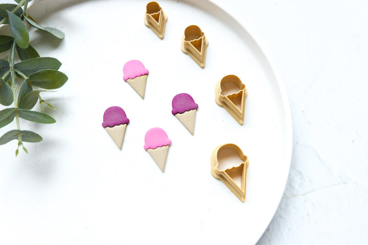 Ice cream polymer clay cutter (one part), Ice cream earring cutter, Ice cream scalloped cutter, Summer Clay Cutters, Polymer clay cutter set