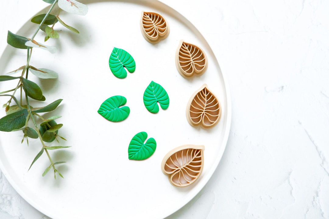 Philodendron Leaf Clay polymer clay cutter, Leaf Embossed cutter, Leaf earrings, Scallop leaf clay cutter, Botanical leaf Earring cutter