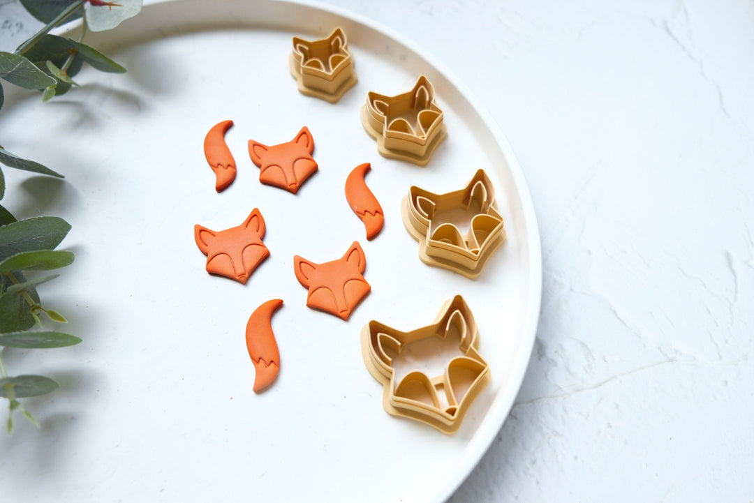 Fox clay cutter, Fox earrings, Fox tail jewelry, Fox head and tail clay cutter, Earing making tools, Fondant cutter, Hair clip cutter