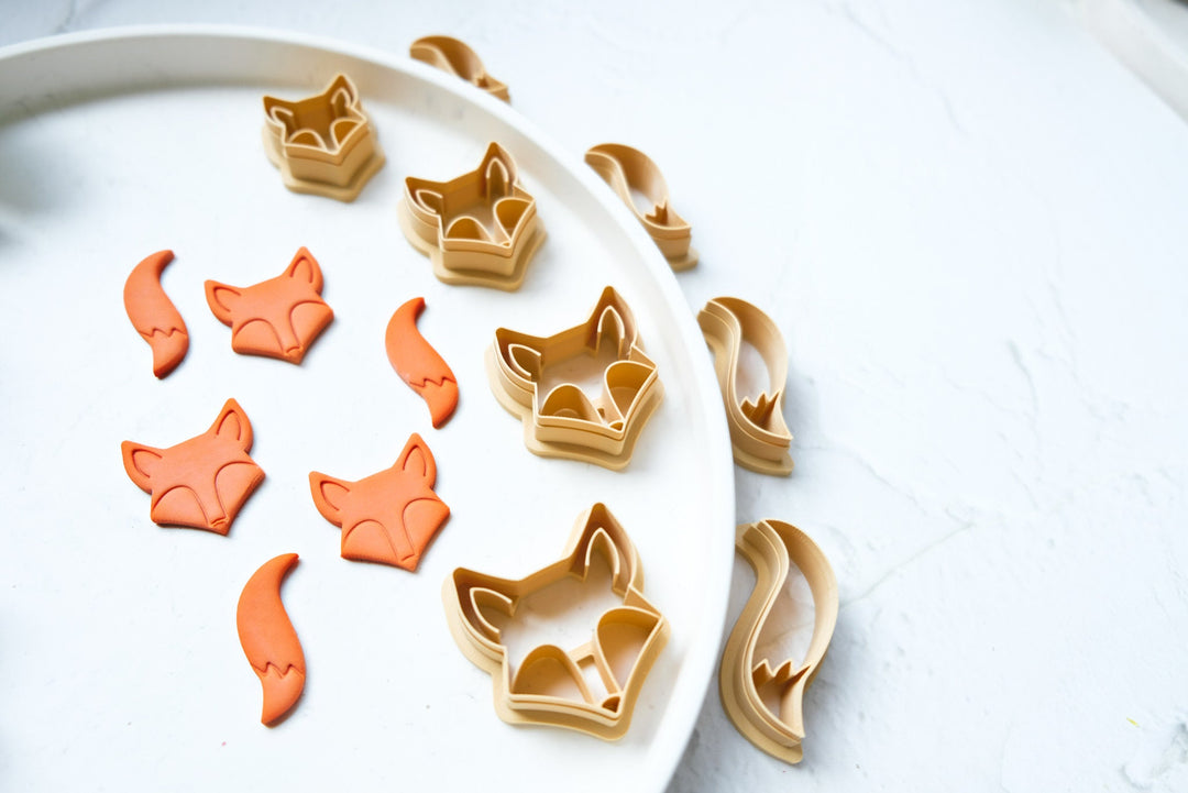 Fox clay cutter, Fox earrings, Fox tail jewelry, Fox head and tail clay cutter, Earing making tools, Fondant cutter, Hair clip cutter