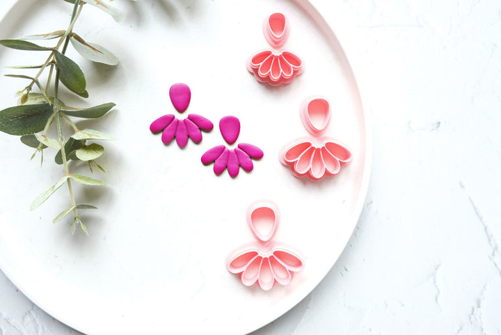 Half flower Clay Cutter set, Daisy scallop cutter, Flower earrings, Summer earring, Clay cutter set, Scallop clay cutter set