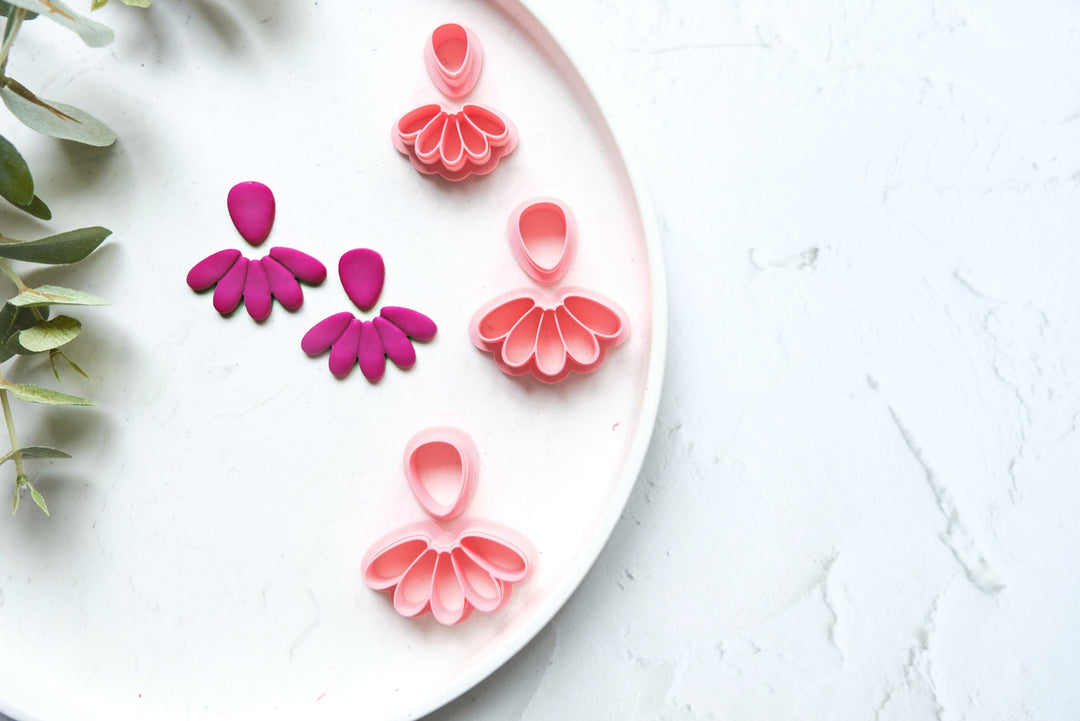 Half flower Clay Cutter set, Daisy scallop cutter, Flower earrings, Summer earring, Clay cutter set, Scallop clay cutter set