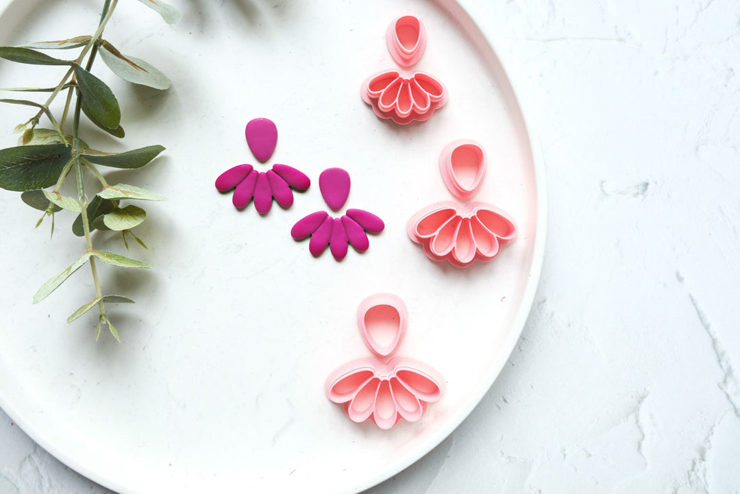 Half flower Clay Cutter set, Daisy scallop cutter, Flower earrings, Summer earring, Clay cutter set, Scallop clay cutter set