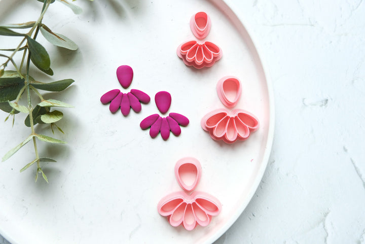 Half flower Clay Cutter set, Daisy scallop cutter, Flower earrings, Summer earring, Clay cutter set, Scallop clay cutter set