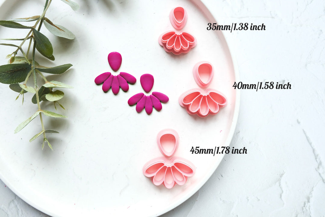 Half flower Clay Cutter set, Daisy scallop cutter, Flower earrings, Summer earring, Clay cutter set, Scallop clay cutter set