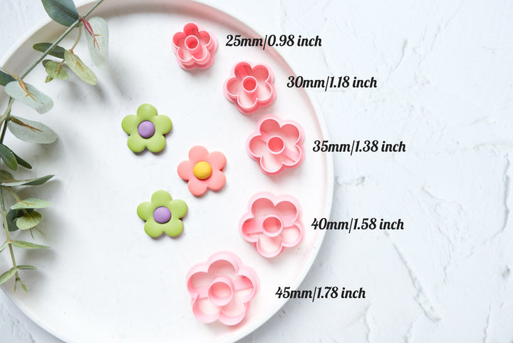 Daisy polymer clay cutter, Flower Embossed cutter, Flower earrings, Scallop clay cutter, Face Earring cutter, Summer earring cutters