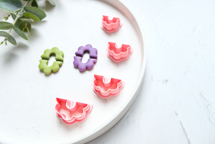 Half flower polymer clay cutter (1pc), Half flower cutter, Hoop flower clay cutter, Geometric shape, Custom earring cutter, Earring cutter