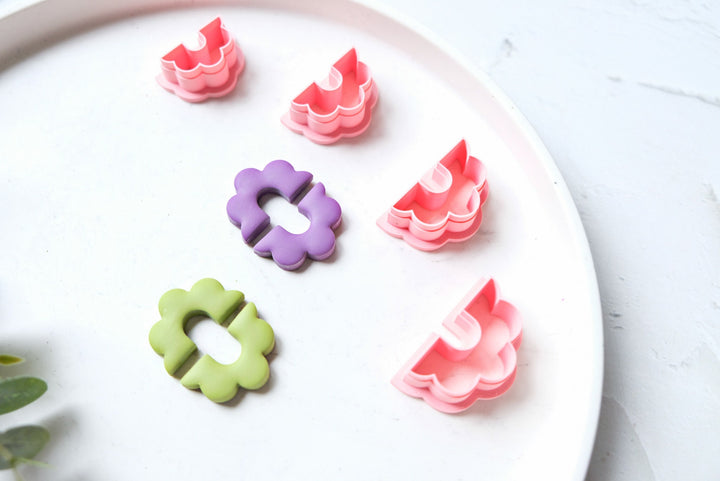 Half flower polymer clay cutter (1pc), Half flower cutter, Hoop flower clay cutter, Geometric shape, Custom earring cutter, Earring cutter