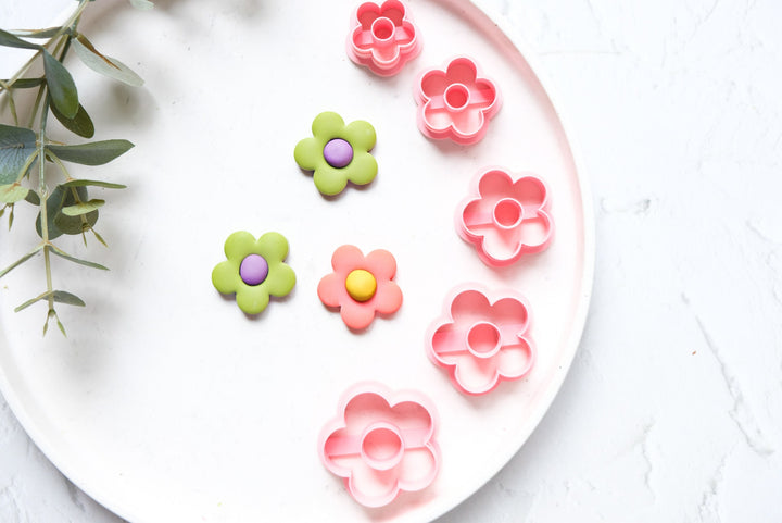 Daisy polymer clay cutter, Flower Embossed cutter, Flower earrings, Scallop clay cutter, Face Earring cutter, Summer earring cutters