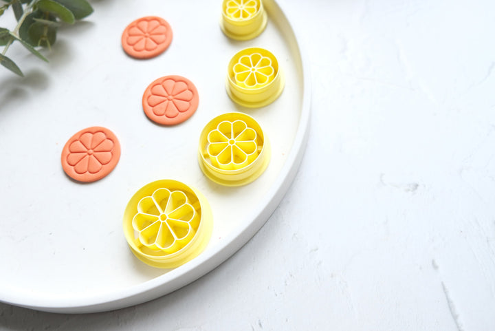 Orange slice polymer clay cutter, Lemon earring cutter, Fruit Polymer clay Cutter, Lime earrings, Lemon earrings, Polymer clay cutter