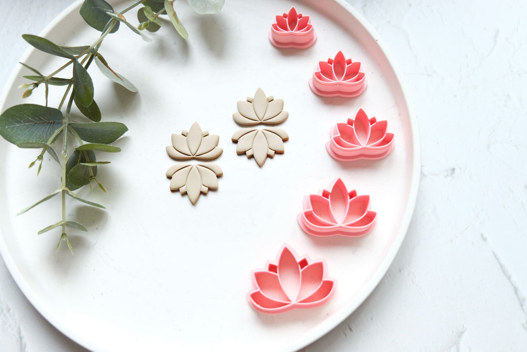 Lotus clay cutter, Lotus shape clay cutter, Earring clay cutter, Flower earrings, Embossed cutter, Earring making tool