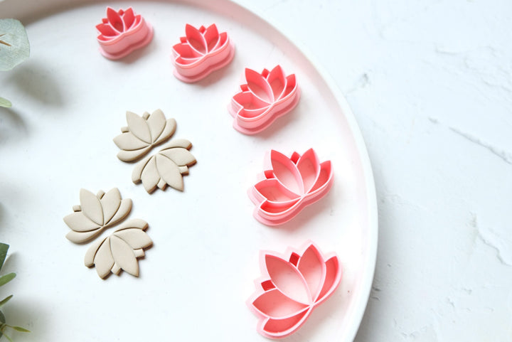 Lotus clay cutter, Lotus shape clay cutter, Earring clay cutter, Flower earrings, Embossed cutter, Earring making tool