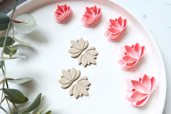 Lotus clay cutter, Lotus shape clay cutter, Earring clay cutter, Flower earrings, Embossed cutter, Earring making tool