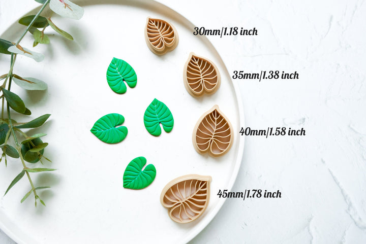 Philodendron Leaf Clay polymer clay cutter, Leaf Embossed cutter, Leaf earrings, Scallop leaf clay cutter, Botanical leaf Earring cutter