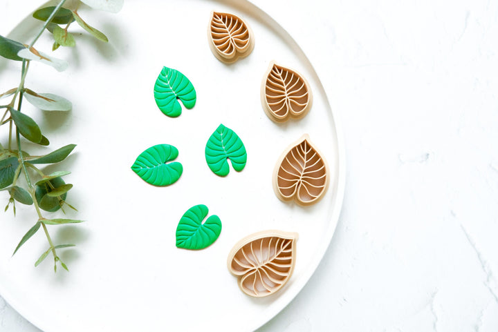 Philodendron Leaf Clay polymer clay cutter, Leaf Embossed cutter, Leaf earrings, Scallop leaf clay cutter, Botanical leaf Earring cutter