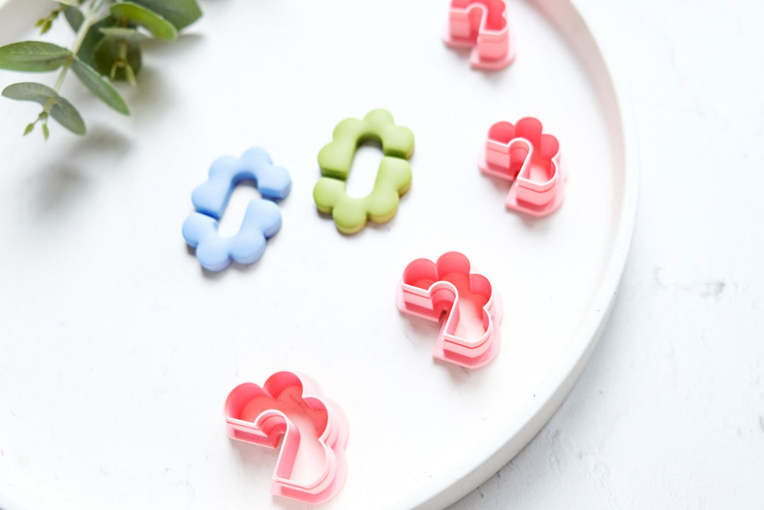 Flower polymer clay cutter (1pc), Half flower cutter, Hoop flower clay cutter, Geometric shape, Custom earring cutter, Earring cutter