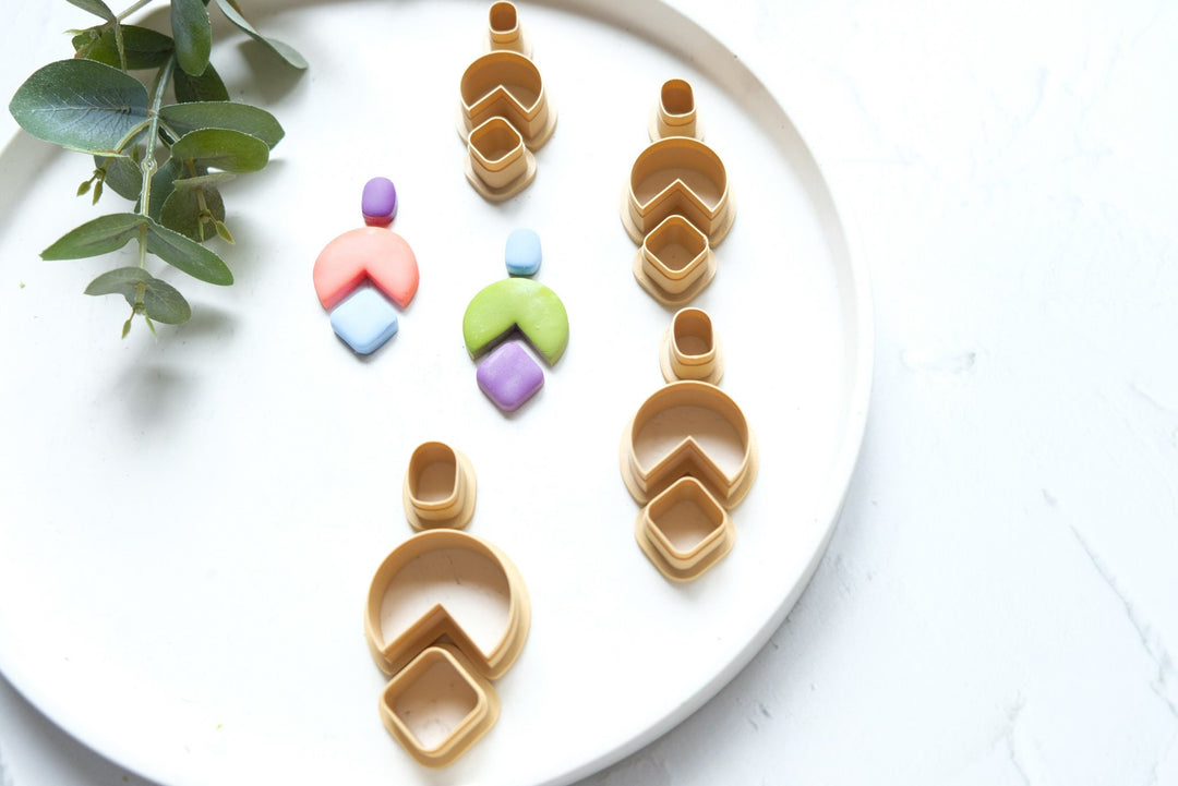 Organic geometric clay cutter set, Circle Clay earring Cutter, Geometric cutter, Rhomb clay cutter, Earring making tool, Clay tool