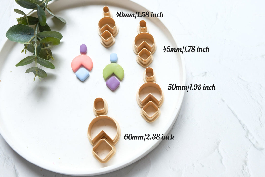 Organic geometric clay cutter set, Circle Clay earring Cutter, Geometric cutter, Rhomb clay cutter, Earring making tool, Clay tool