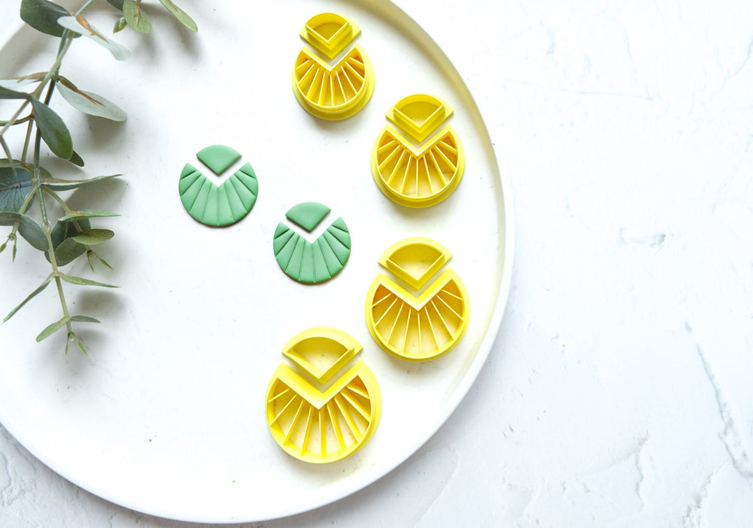 Sunshine clay cutter, Geometric Embossed cutter, Sunshine earrings, Scallop circle clay cutter, Sun Earring cutter