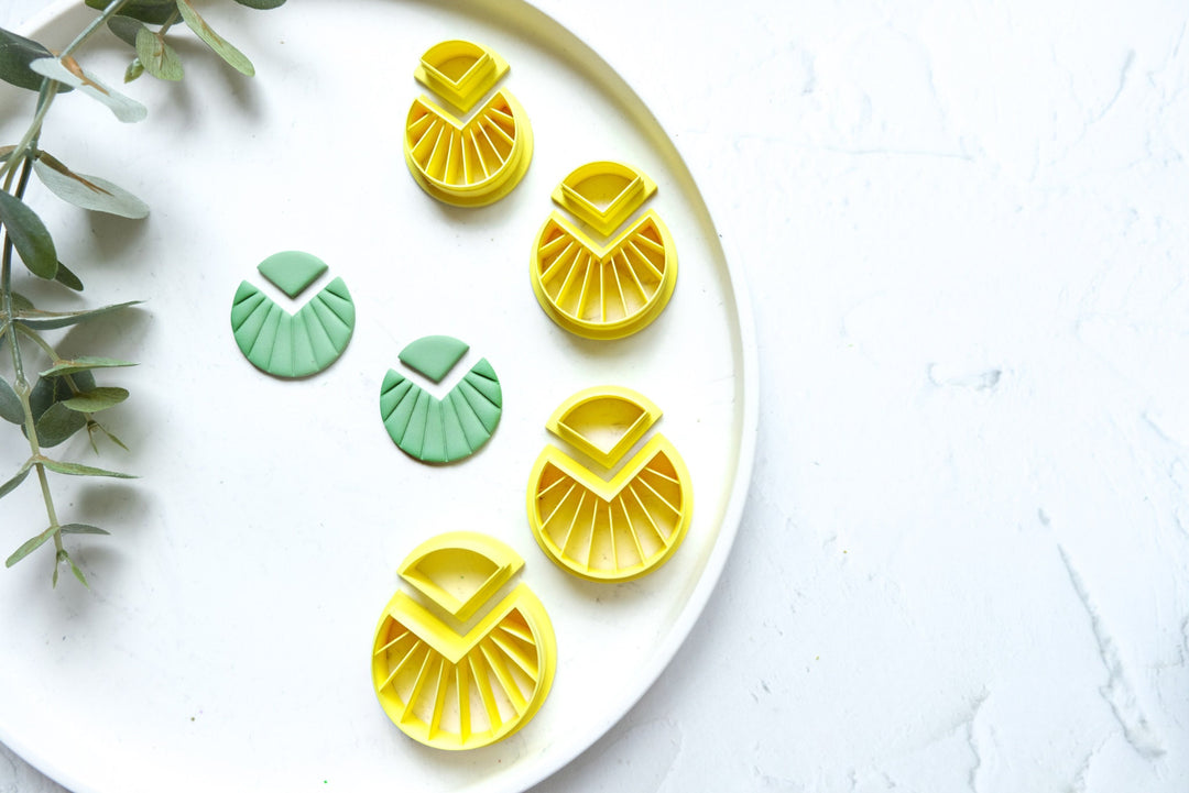 Sunshine clay cutter, Geometric Embossed cutter, Sunshine earrings, Scallop circle clay cutter, Sun Earring cutter