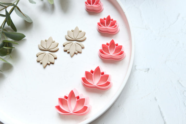 Lotus clay cutter, Lotus shape clay cutter, Earring clay cutter, Flower earrings, Embossed cutter, Earring making tool