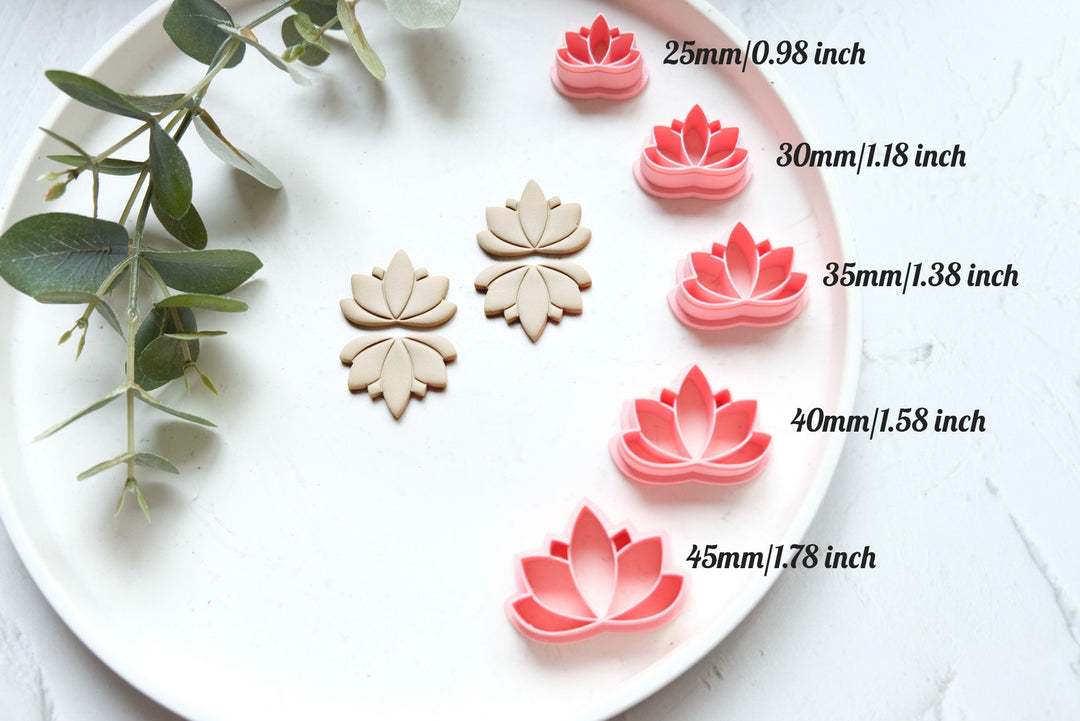 Lotus clay cutter, Lotus shape clay cutter, Earring clay cutter, Flower earrings, Embossed cutter, Earring making tool