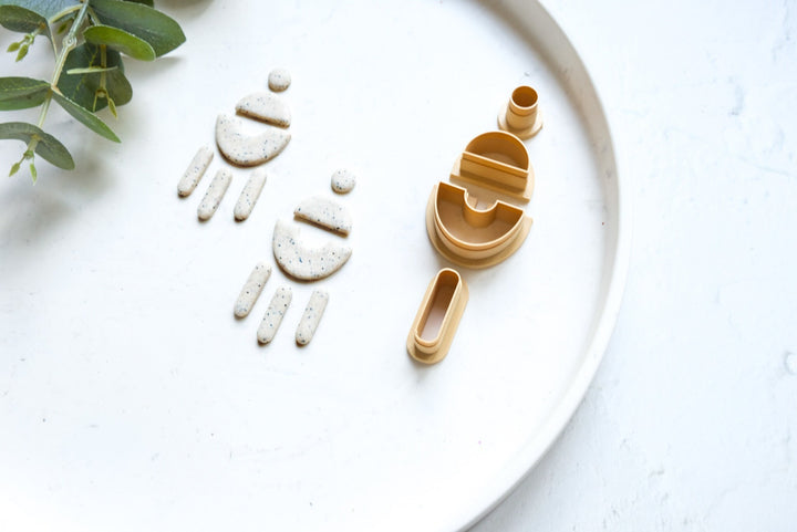 Circle combo clay cutter set (4pc), Circle earring cutter combo, Embossed circle cutter, Geometric shape, Scallop earring cutter