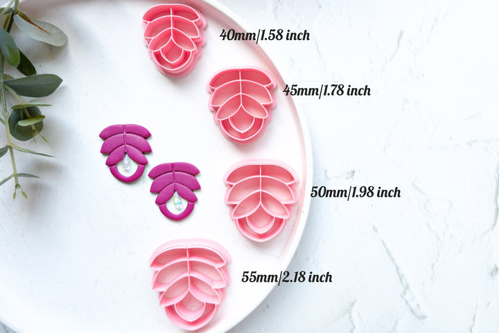 Flower leaf combo polymer clay cutter, Leaf Embossed cutter, Flower earrings, Scallop clay cutter, Summer Earring cutter