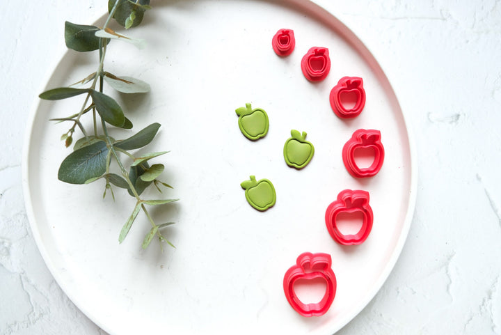 Apple imprint clay cutter, Fruit earring cutter, Food clay cutter, Summer Clay Cutters, Apple earrings, Polymer clay cutter set