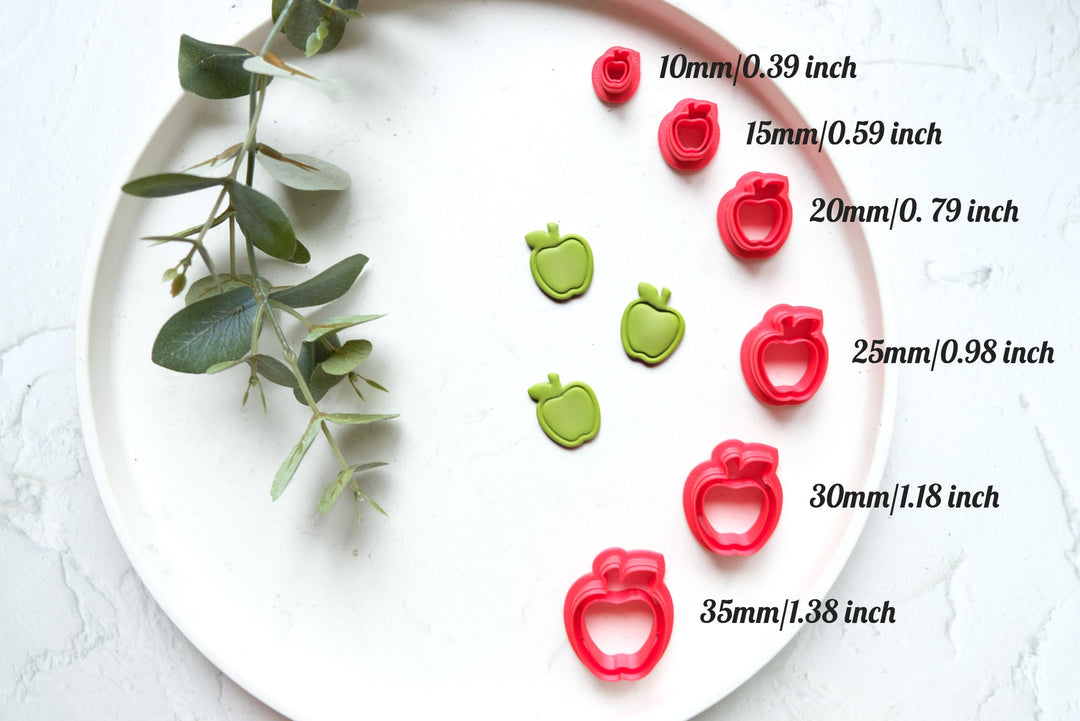 Apple imprint clay cutter, Fruit earring cutter, Food clay cutter, Summer Clay Cutters, Apple earrings, Polymer clay cutter set