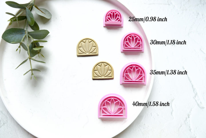 Lotus Arch polymer clay cutter, Embossed clay cutter cutter, Imprint clay cutter, Scallop clay cutter, Lotus Arch Earring cutters