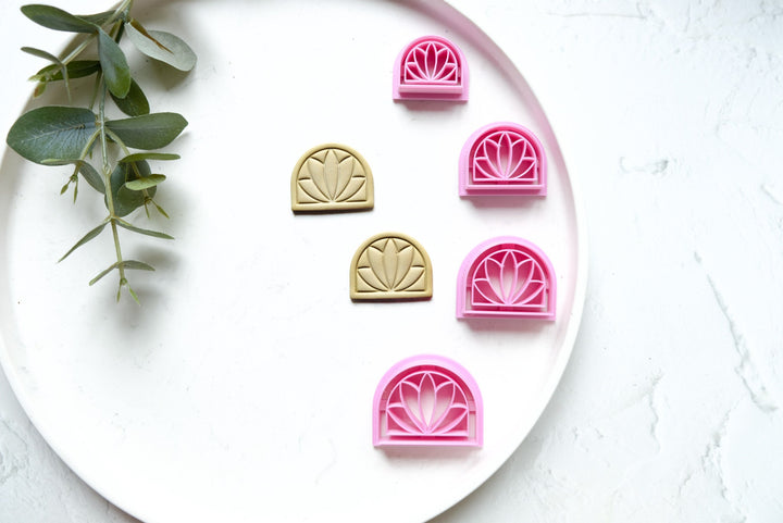 Lotus Arch polymer clay cutter, Embossed clay cutter cutter, Imprint clay cutter, Scallop clay cutter, Lotus Arch Earring cutters