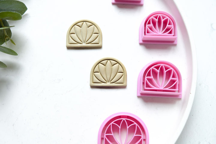 Lotus Arch polymer clay cutter, Embossed clay cutter cutter, Imprint clay cutter, Scallop clay cutter, Lotus Arch Earring cutters