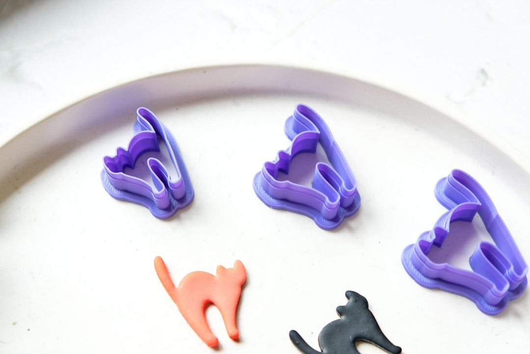 Halloween Cat clay cutter, Animal Clay cutter, Polymer clay earring cutter, Cat cutter, Hair clip cutter, Cats stamp, Cookie cutter