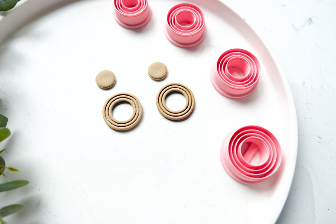 Circle polymer clay cutter, Imprint Circle cutter, Extruded circle cutter, Circle earrings, Scallop clay cutter, Geometric Earring cutter