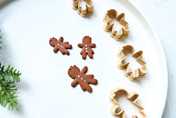 Christmas Gingerbread girl clay cutter, Ginger Girl Embossed cutter, Christmas earrings, Scallop Ginger clay cutter