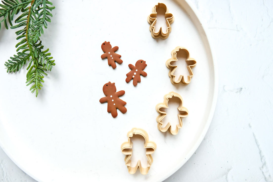 Christmas Gingerbread girl clay cutter, Ginger Girl Embossed cutter, Christmas earrings, Scallop Ginger clay cutter