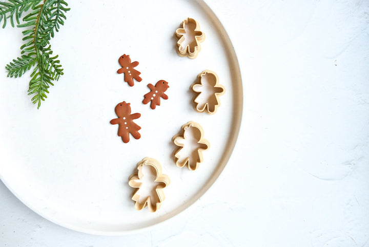 Christmas Gingerbread girl clay cutter, Ginger Girl Embossed cutter, Christmas earrings, Scallop Ginger clay cutter