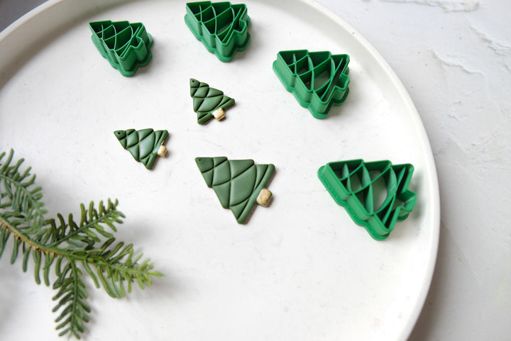 Christmas Tree clay cutter, Christmas Tree Embossed cutter, Christmas earrings, Scallop Christmas tree clay cutter