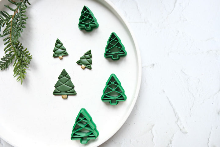 Christmas Tree clay cutter, Christmas Tree Embossed cutter, Christmas earrings, Scallop Christmas tree clay cutter