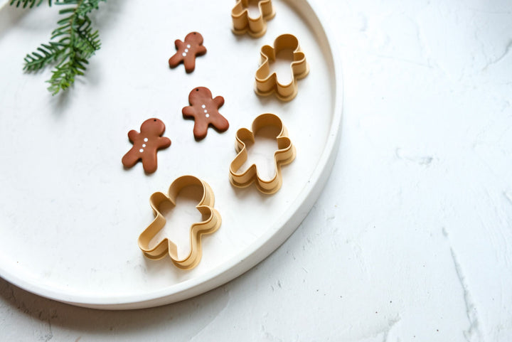 Christmas Gingerbread boy clay cutter, Ginger Boy Embossed cutter, Christmas earrings, Scallop Ginger clay cutter