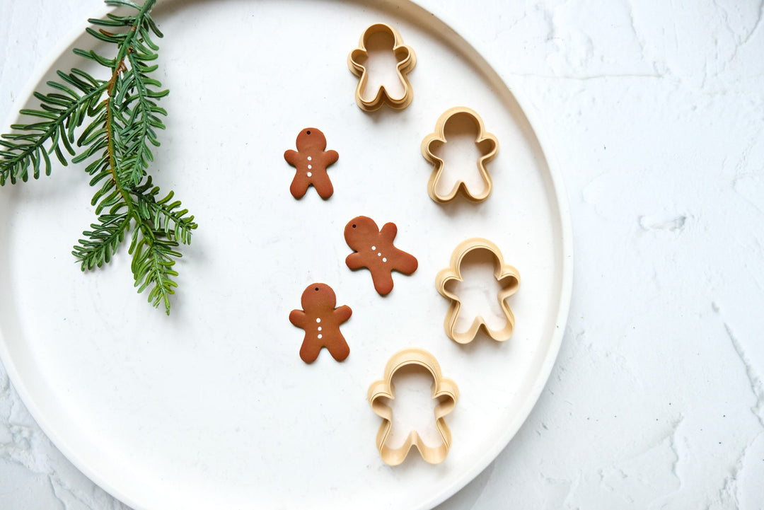 Christmas Gingerbread boy clay cutter, Ginger Boy Embossed cutter, Christmas earrings, Scallop Ginger clay cutter